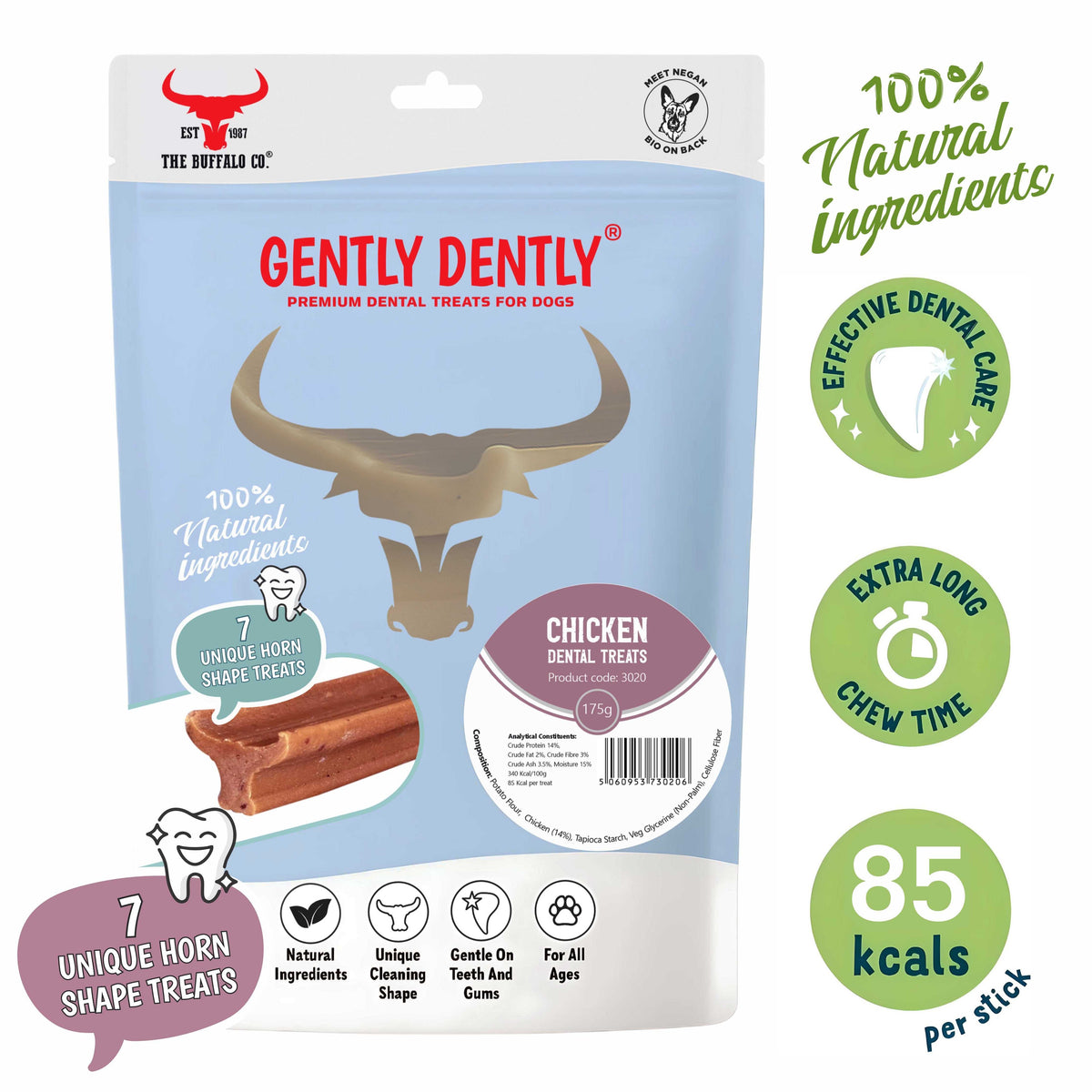 Gently Dently- Chicken Dental Treats for Dogs 175g