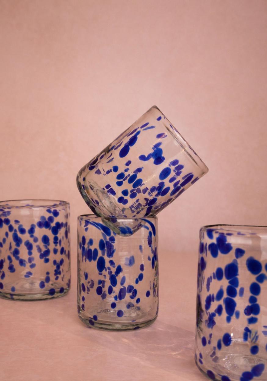 Louisa Confetti Tumbler, Blue - Set of 4