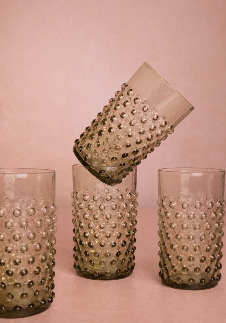 Olive Green Dew Drop Tumblers - Set of 4