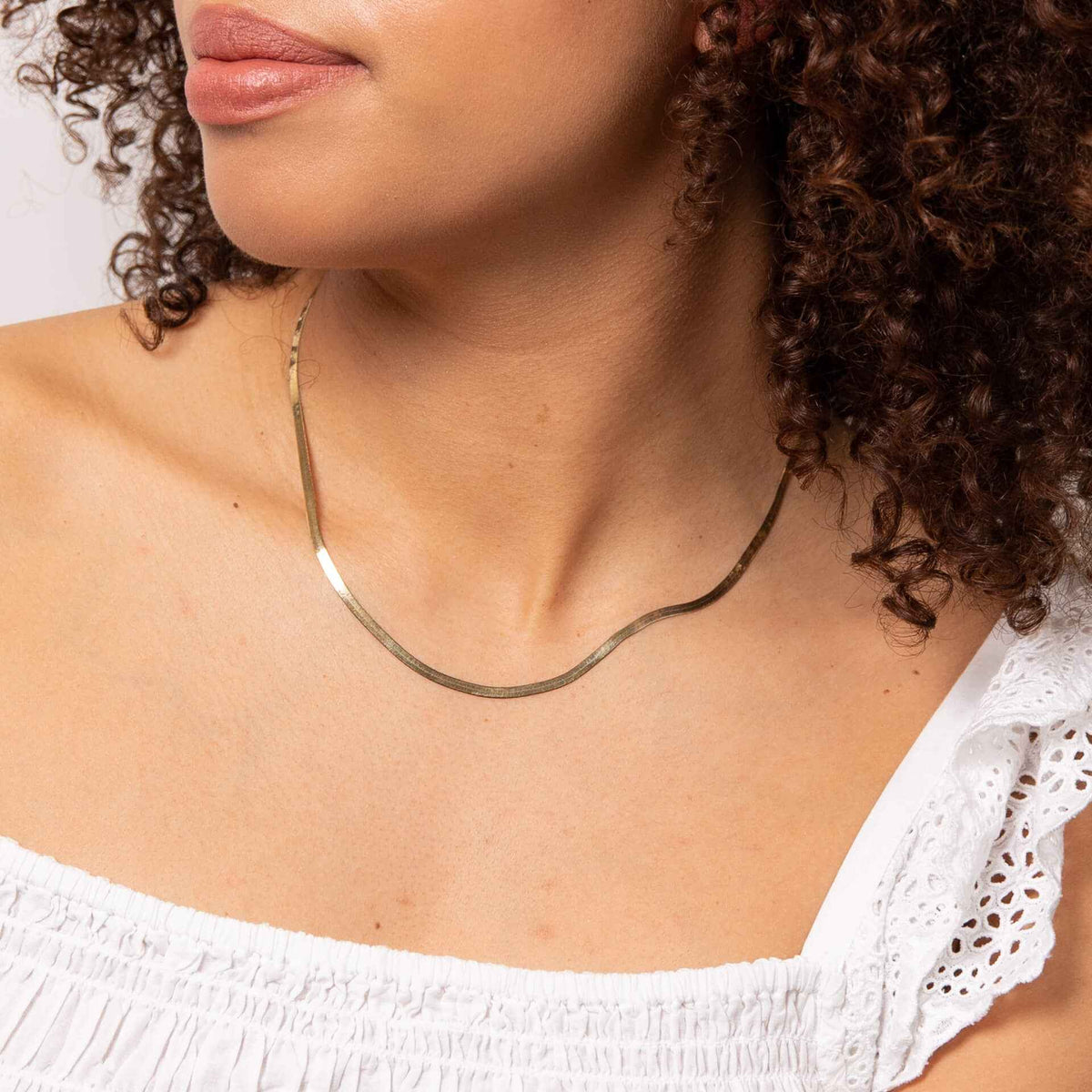Elements Gold Herringbone Chain Necklace