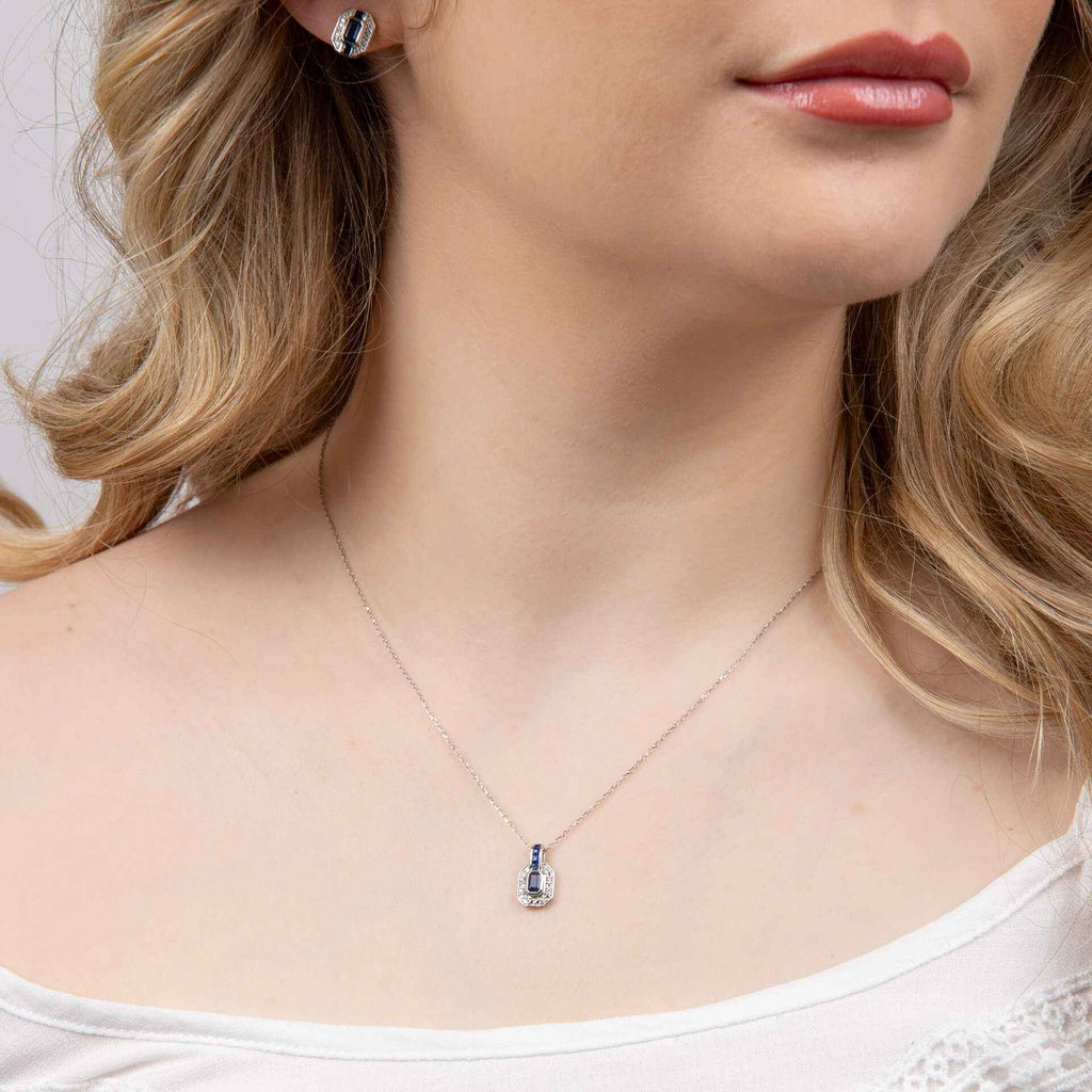 Elements Gold Sapphire Channel and Diamond Necklace