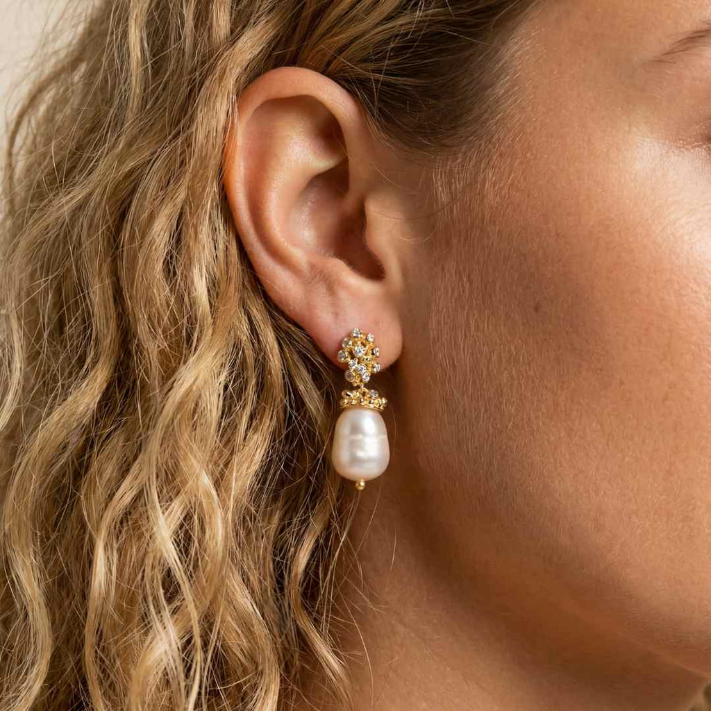 Gold Baroque Pearl Earrings - Lyra