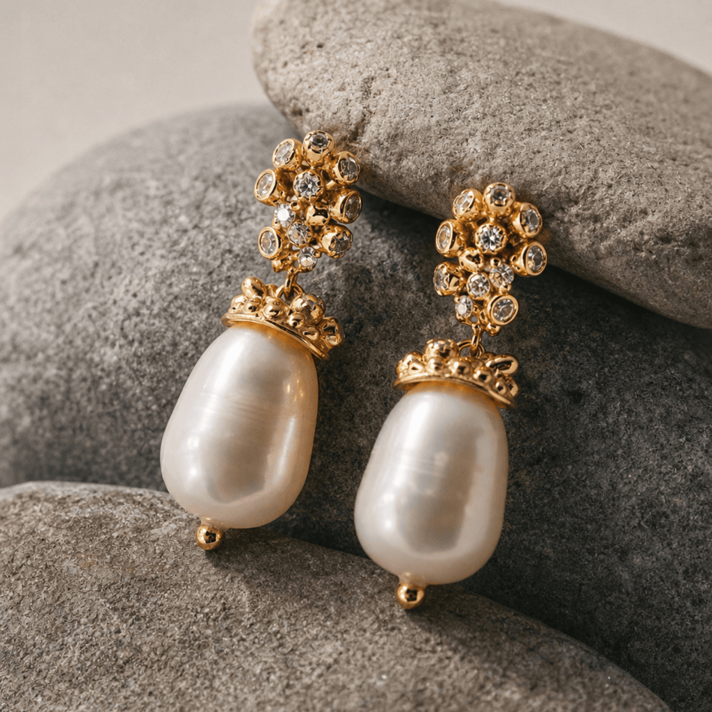 Gold Baroque Pearl Earrings - Lyra