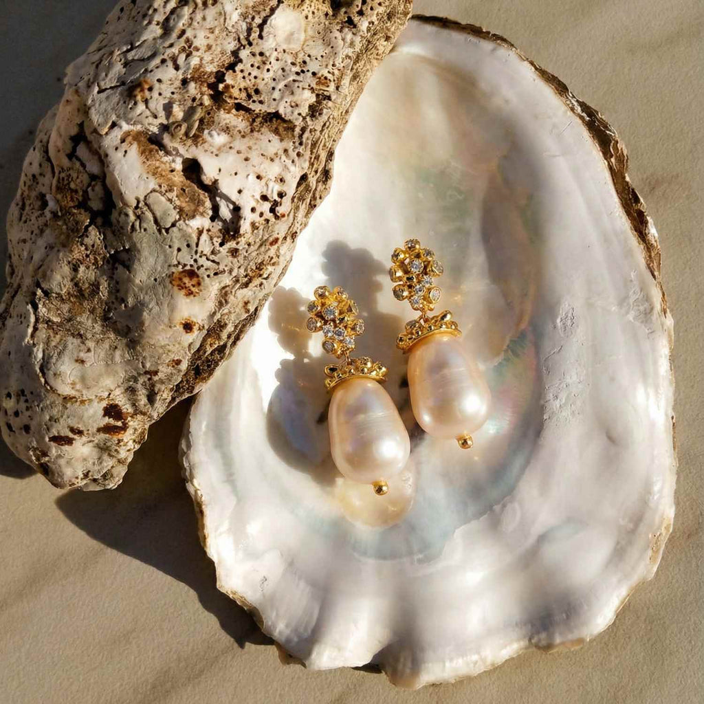 Gold Baroque Pearl Earrings - Lyra
