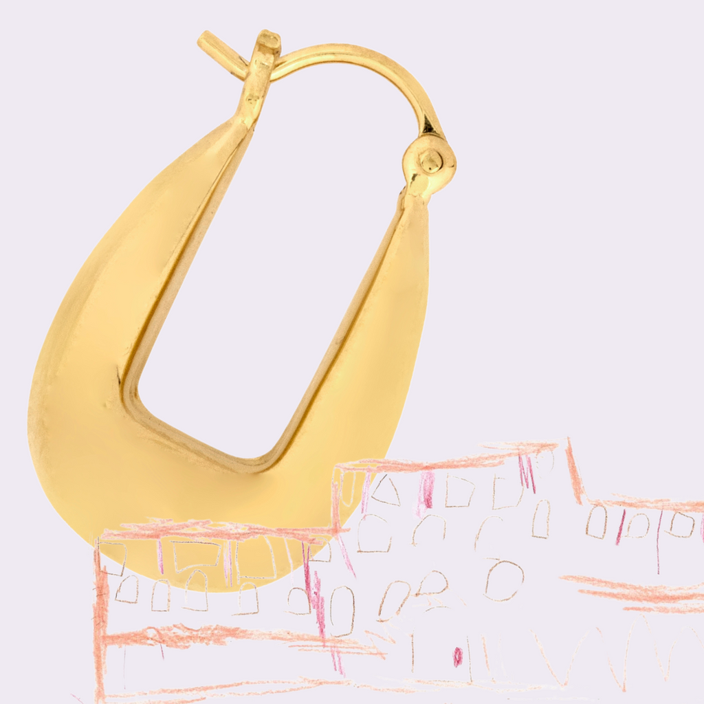 Gold Drop Saddle Hoop Earrings