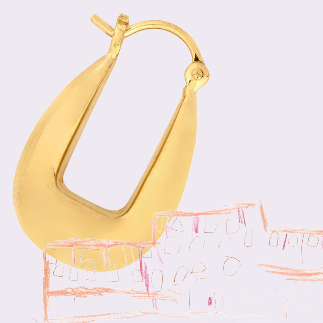 Gold Drop Saddle Hoop Earrings