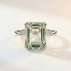 Gold or Silver Green Quartz Ring - Luna