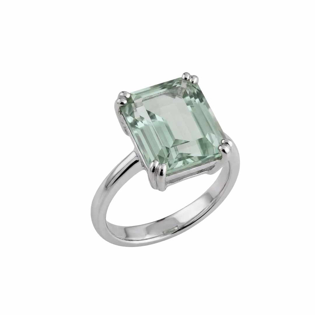 Gold or Silver Green Quartz Ring - Luna