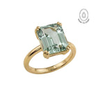 Gold or Silver Green Quartz Ring - Luna