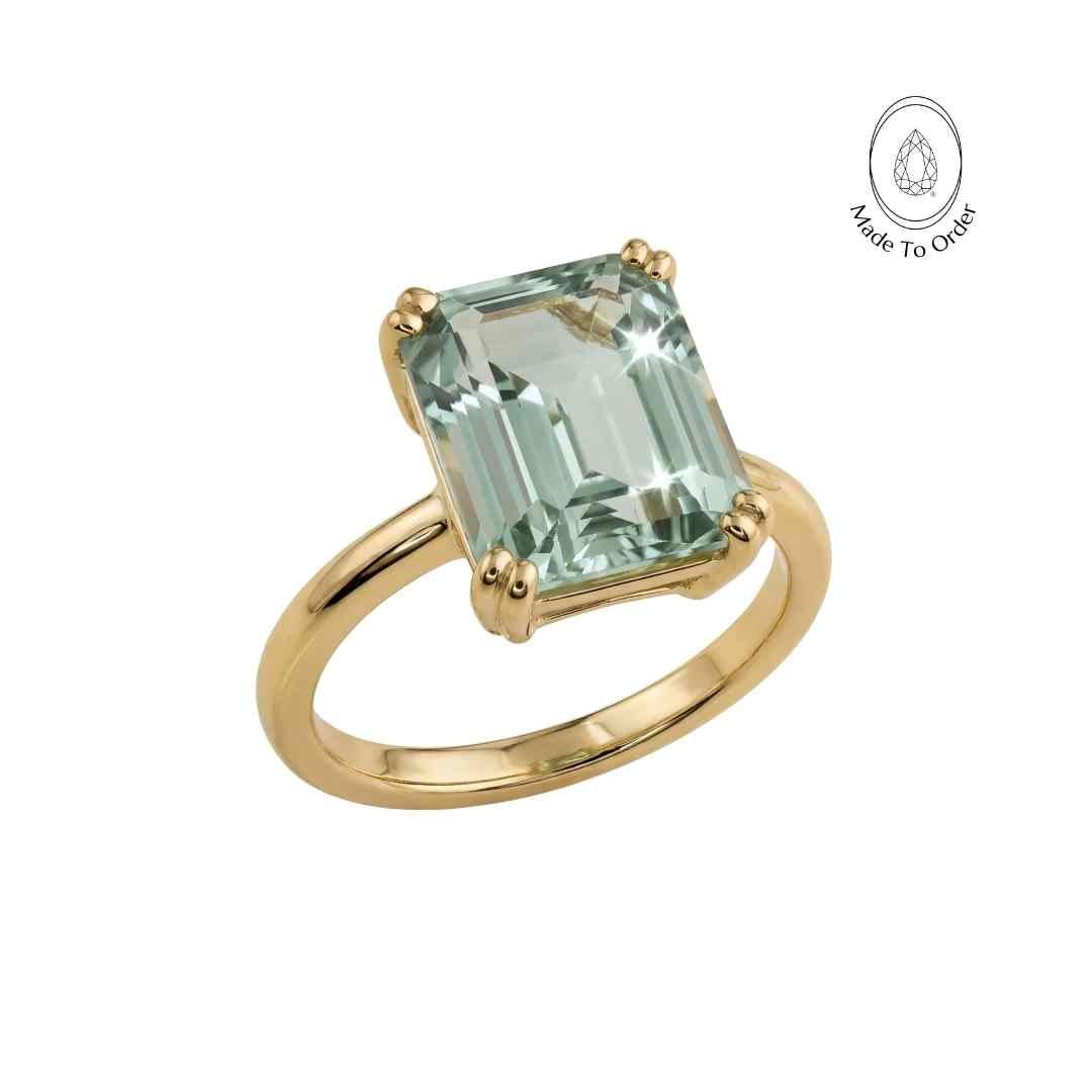 Gold or Silver Green Quartz Ring - Luna