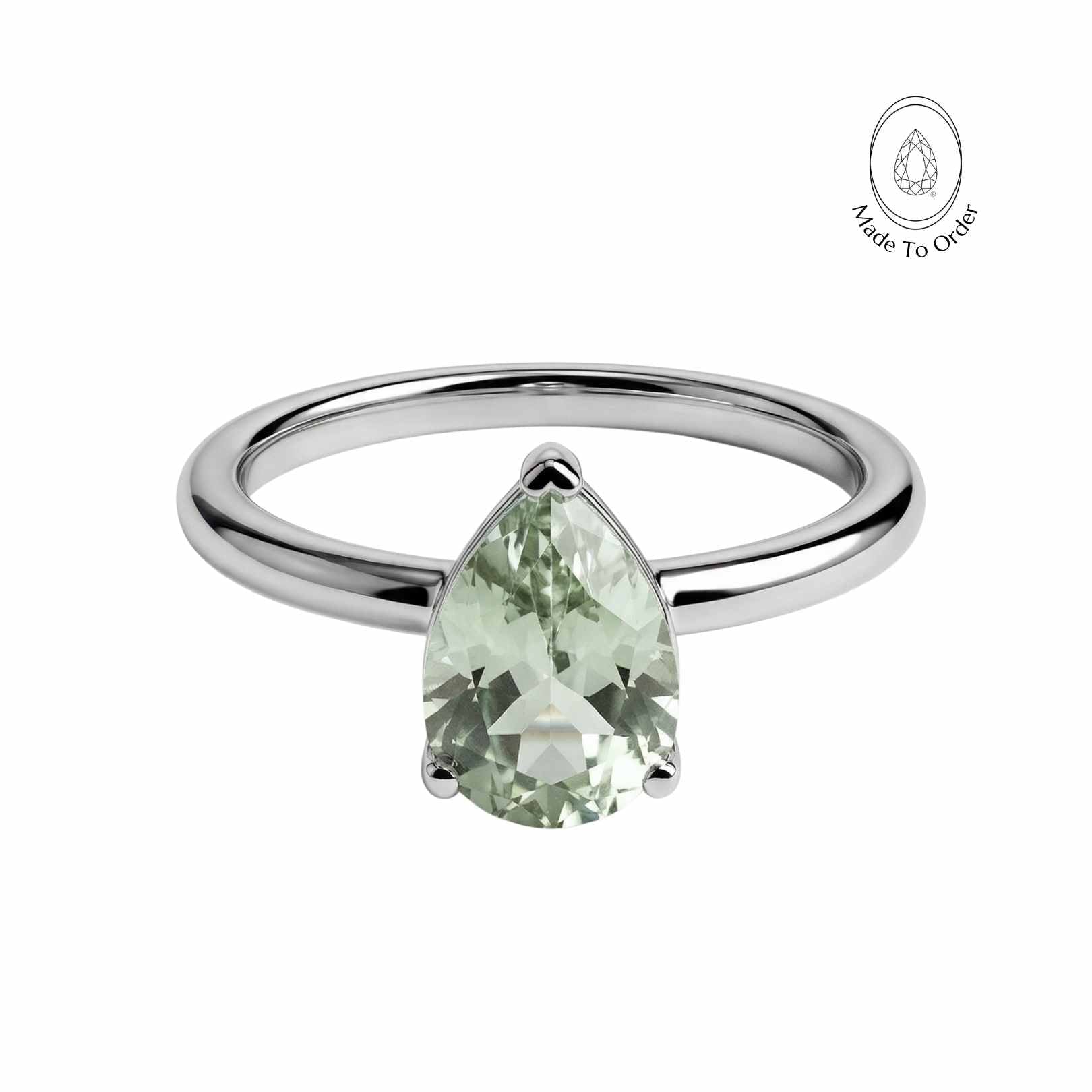 Gold or Silver Pear Amethyst Ring- Zinnia
