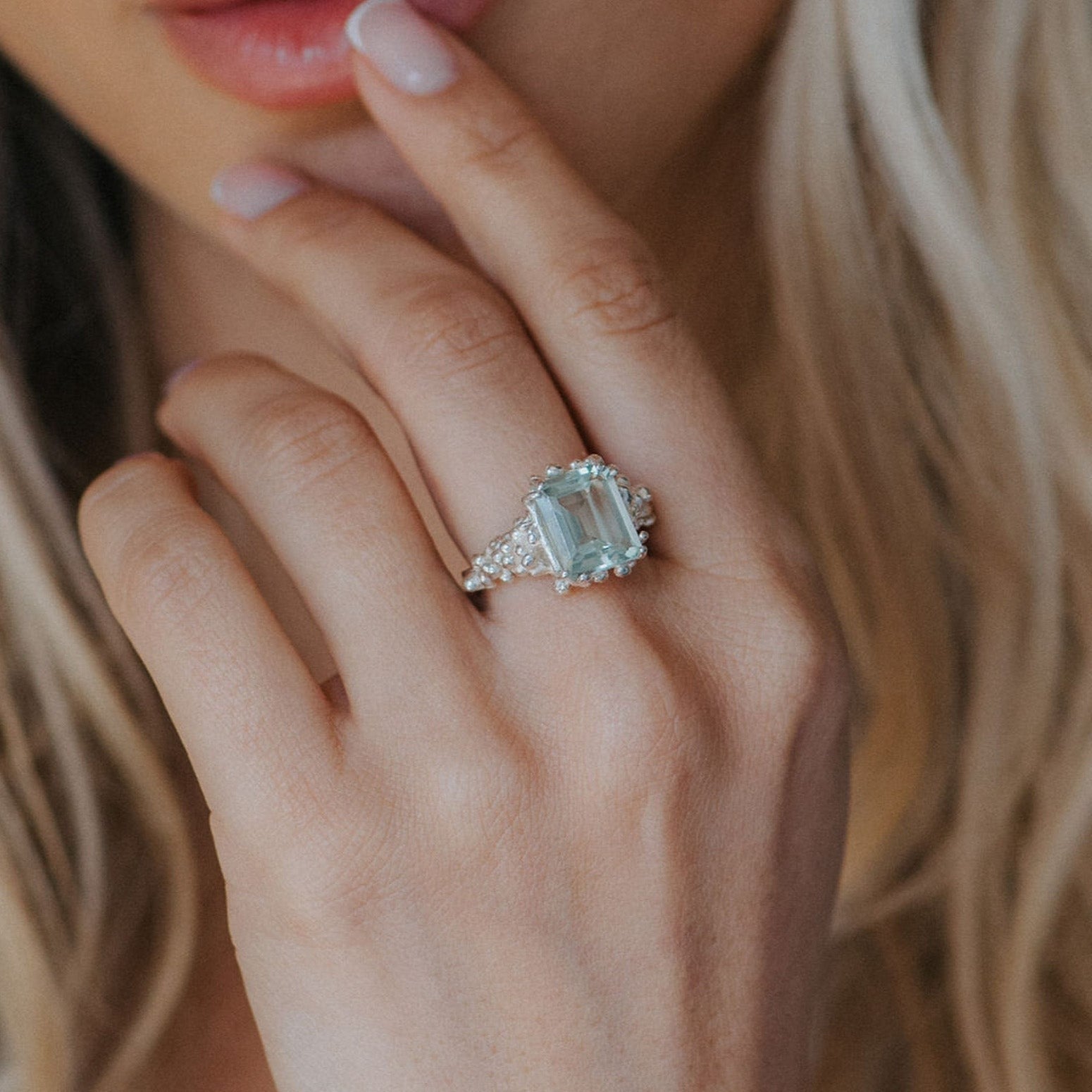 Gold or Silver Statement Green Quartz Ring - Giselle