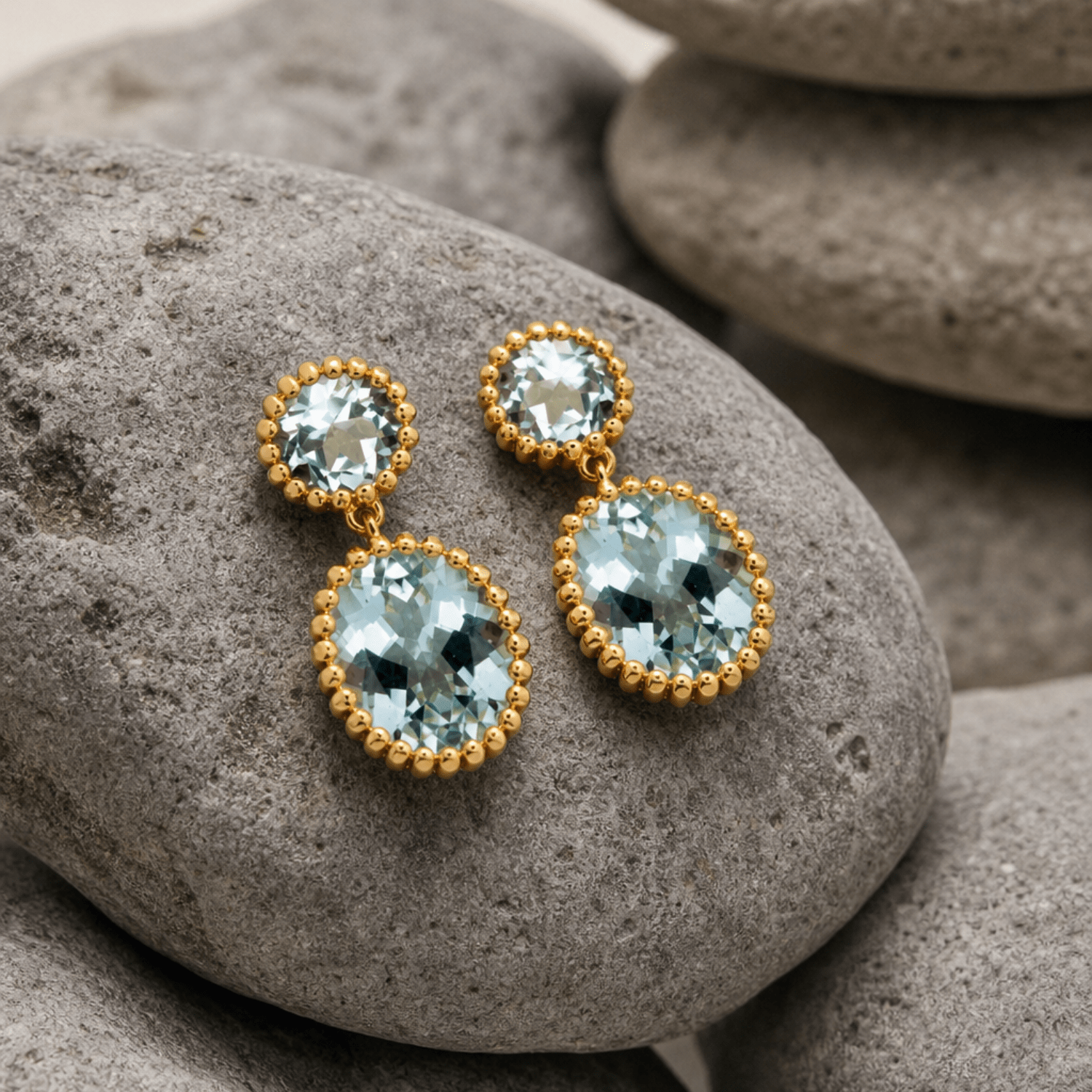 Gold Sky Blue Topaz Aurelia Earrings