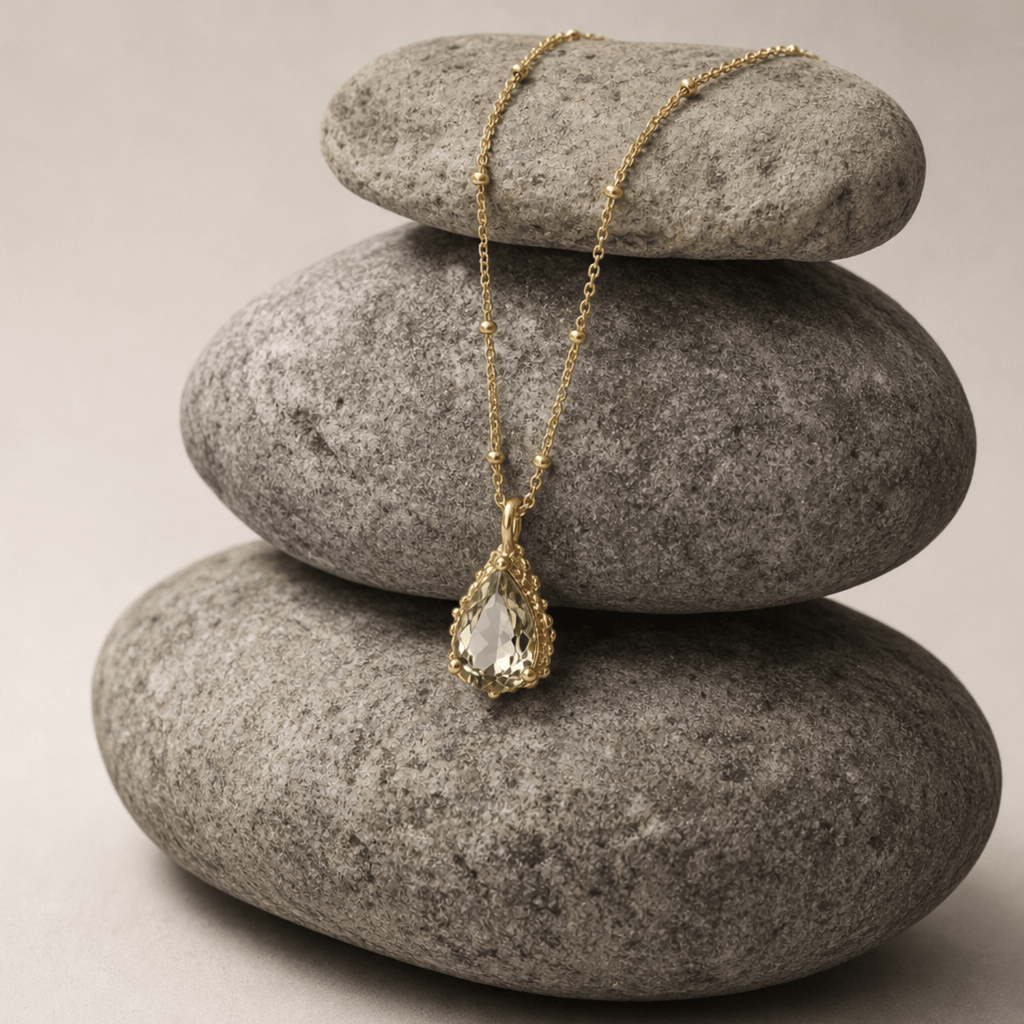 Gold Vermeil Green Quartz Necklace - Alba