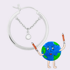 Gold White Gem Chain Hoop Earrings