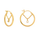 Gold White Gem Chain Hoop Earrings