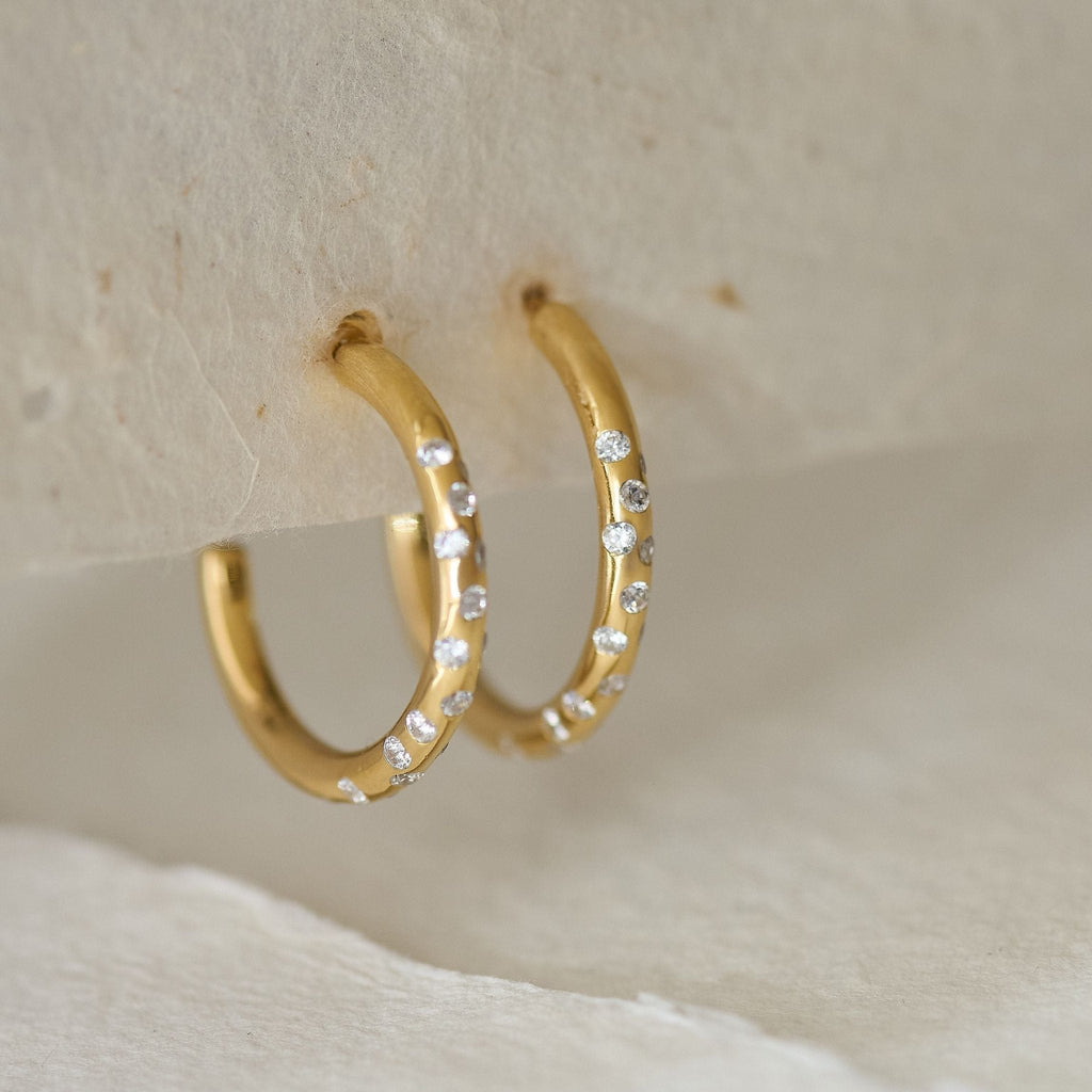 Gold White Topaz Gemstone - Seren Hoops