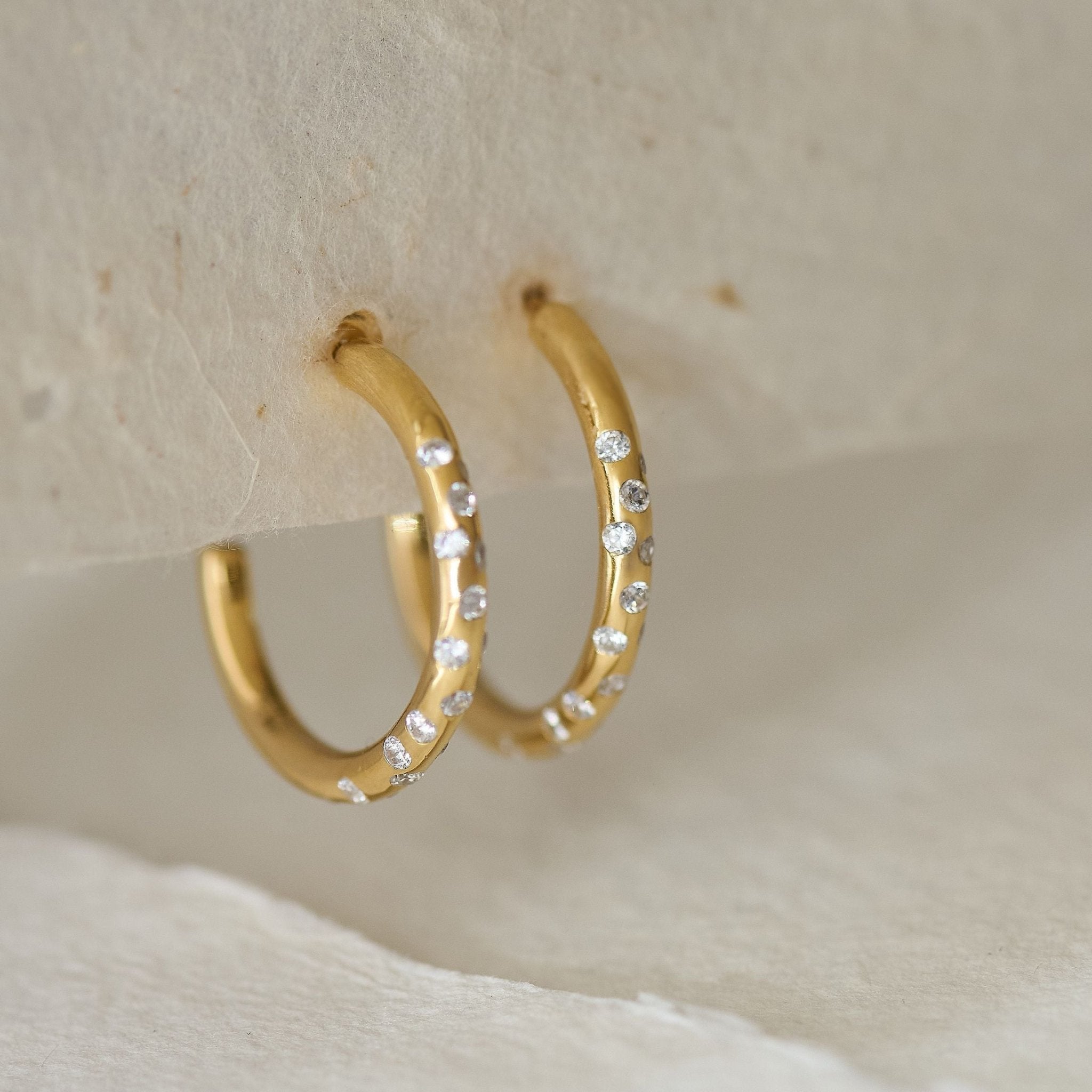 Gold White Topaz Gemstone - Seren Hoops