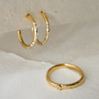 Gold White Topaz Gemstone - Seren Hoops