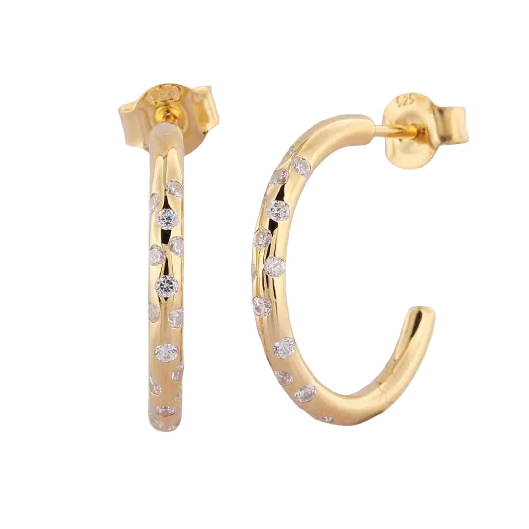 Gold White Topaz Gemstone - Seren Hoops