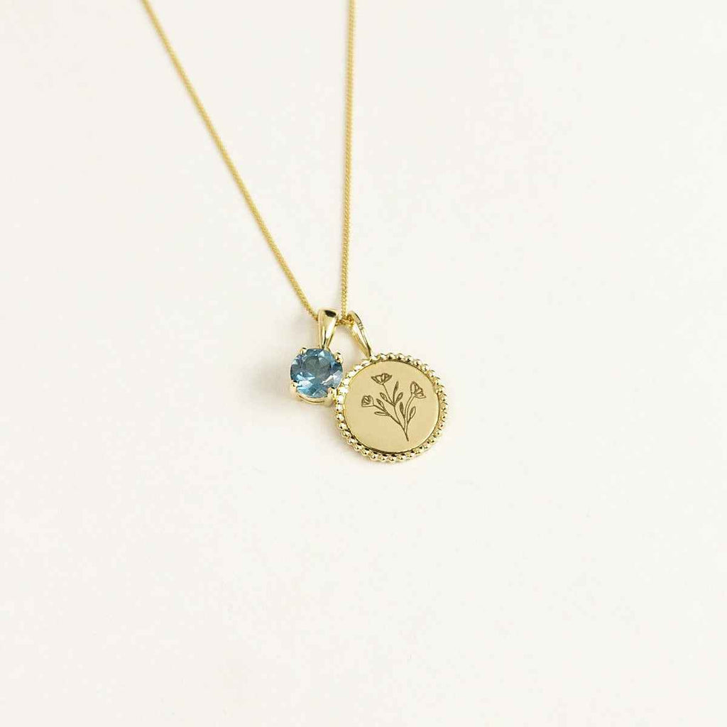 Elements Gold Granulation and Brushed Surface Disc Pendant