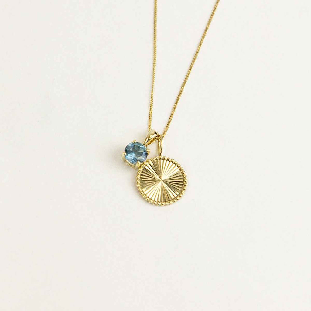 Elements Gold Granulation and Brushed Surface Disc Pendant