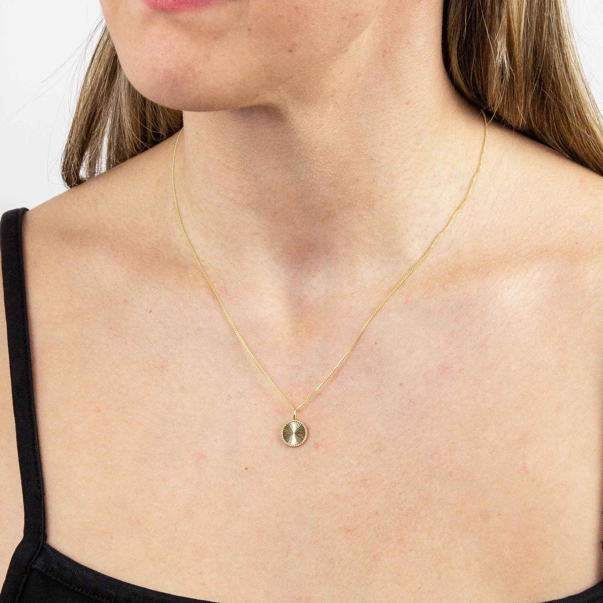 Elements Gold Granulation and Brushed Surface Disc Pendant