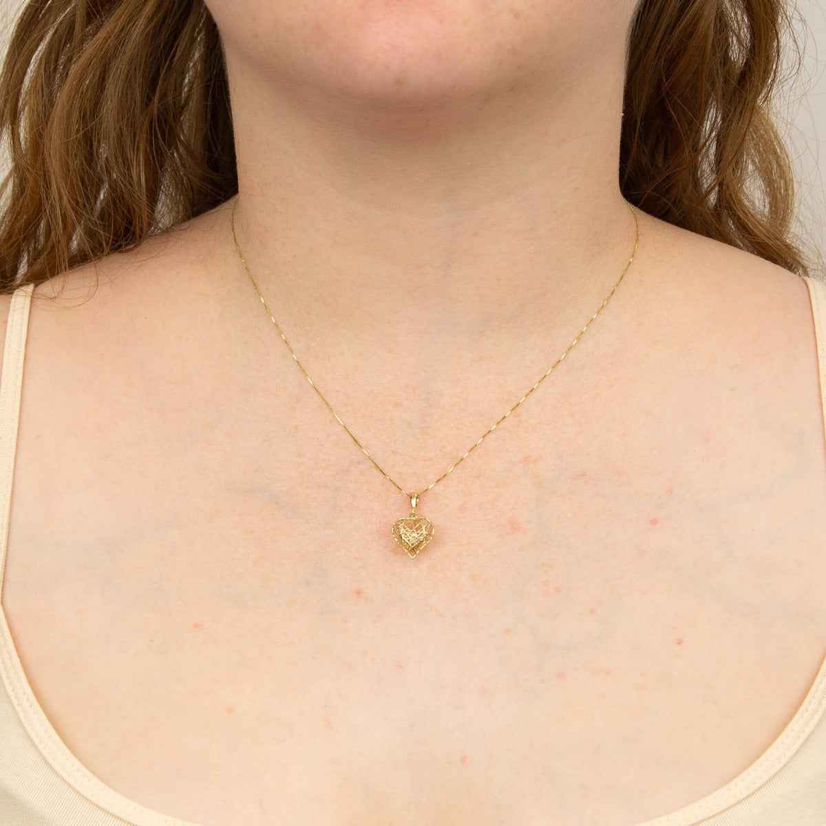 Elements Gold Caged Heart Pendant