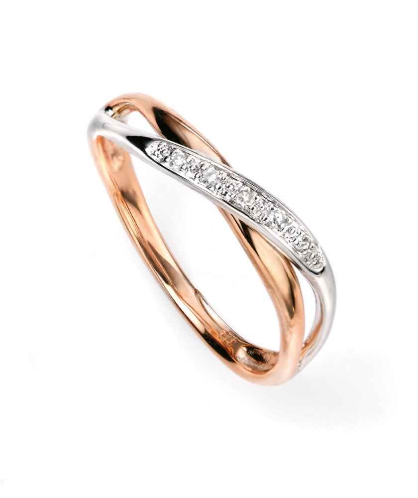 Elements Gold Twist Ring with Pave Diamonds