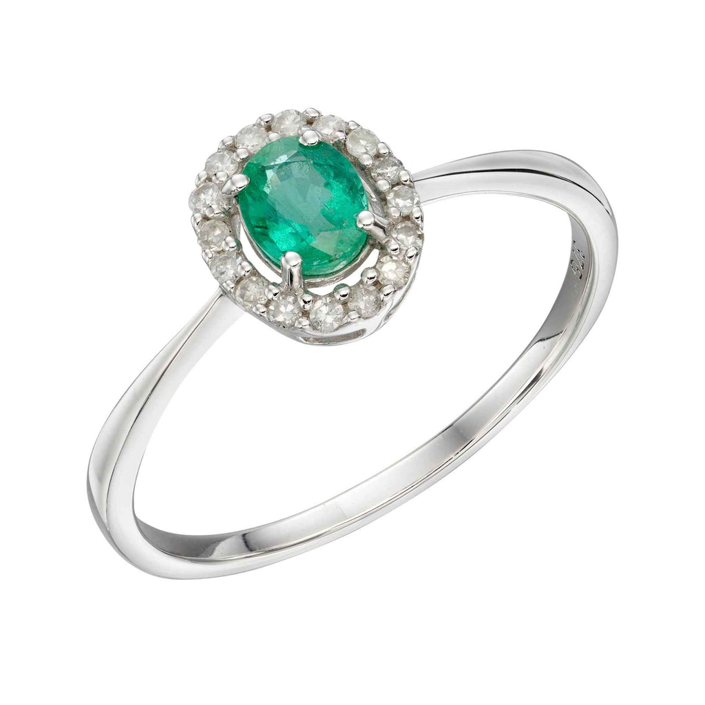 Elements Gold Precious Stone Ring with Diamond Cluster Surround