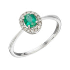Elements Gold Precious Stone Ring with Diamond Cluster Surround