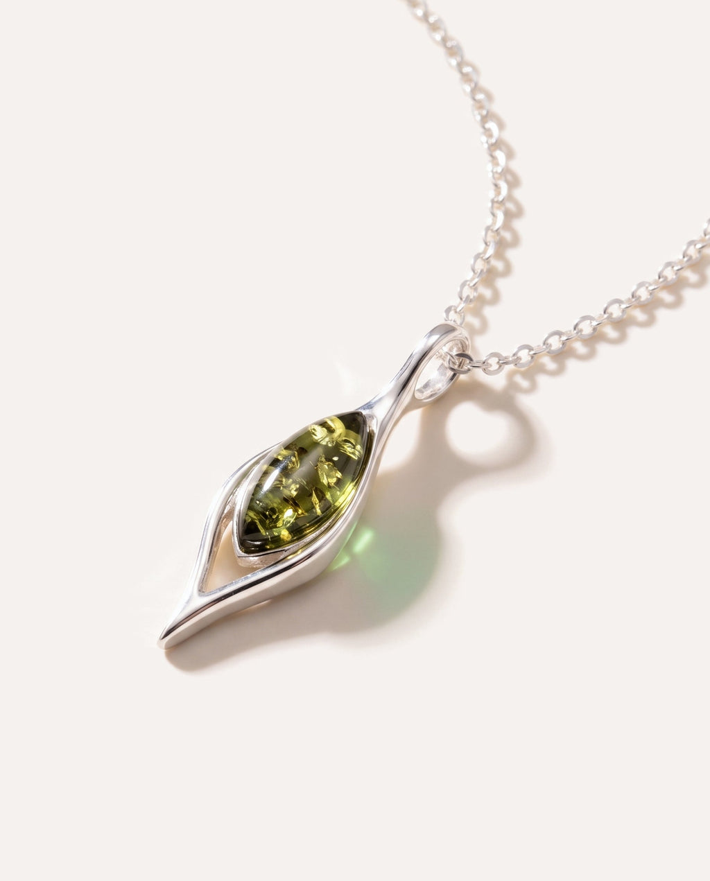 Green Amber Droplet Pendant