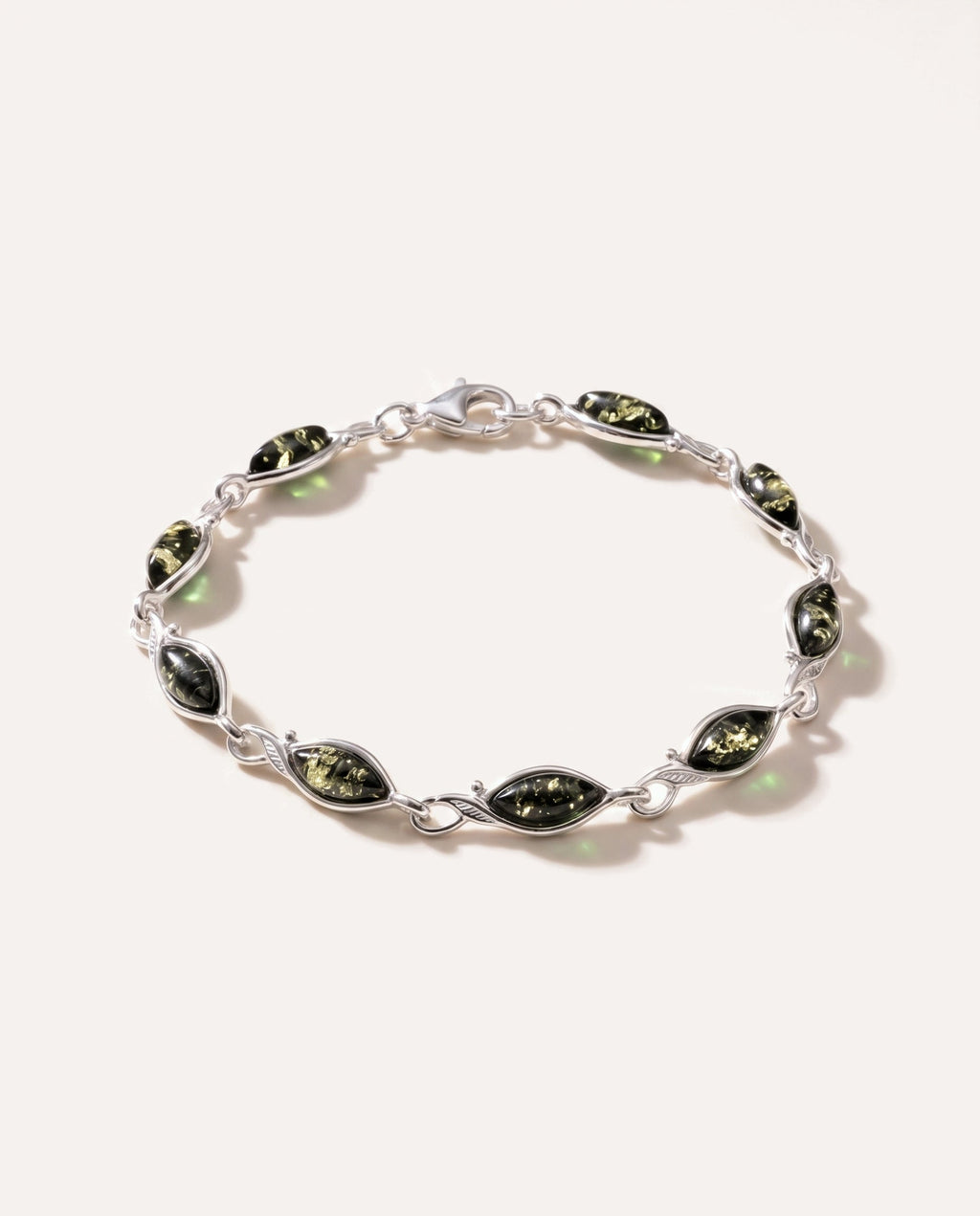 Green Amber Leaf Bracelet