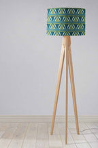 Green and Blue Drum Lampshade, Art Deco Design Shade for Table, Floor or Ceiling Pendant Light