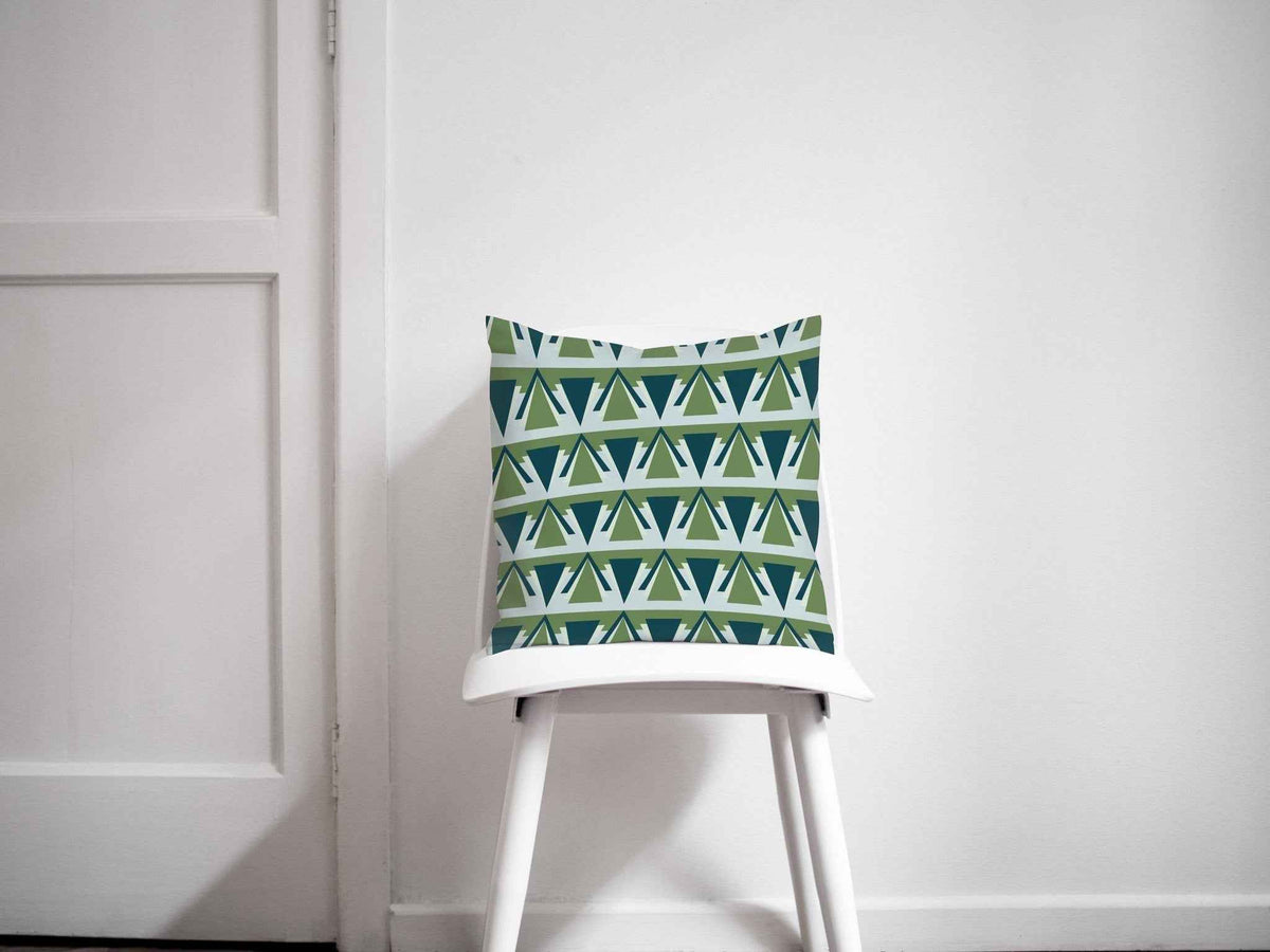 Green and Grey Art Deco Design Cushion, Throw Pillow