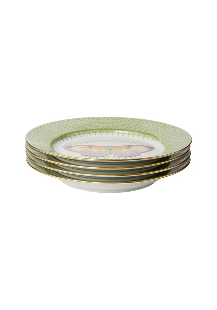 Green Apple Lace Plate Butterfly Side/Pudding Plates  - Set of 4