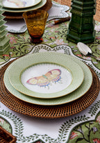 Green Apple Lace Plate Butterfly Side/Pudding Plates  - Set of 4