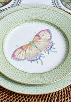 Green Apple Lace Plate Butterfly Side/Pudding Plates  - Set of 4