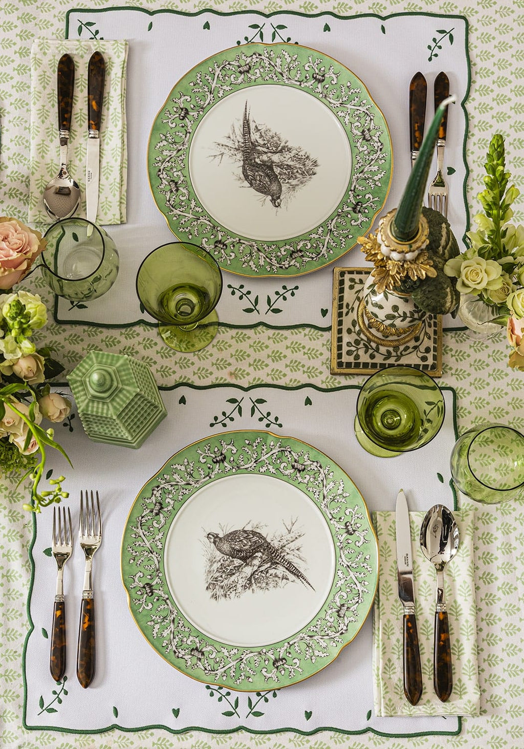 Green Blossom Rectangular Placemats - Set of 4