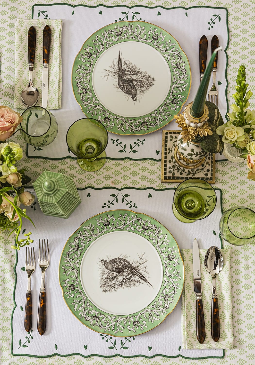 Green Blossom Rectangular Placemats - Set of 4