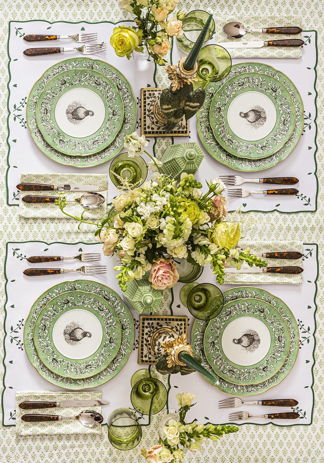 Green Blossom Rectangular Placemats - Set of 4