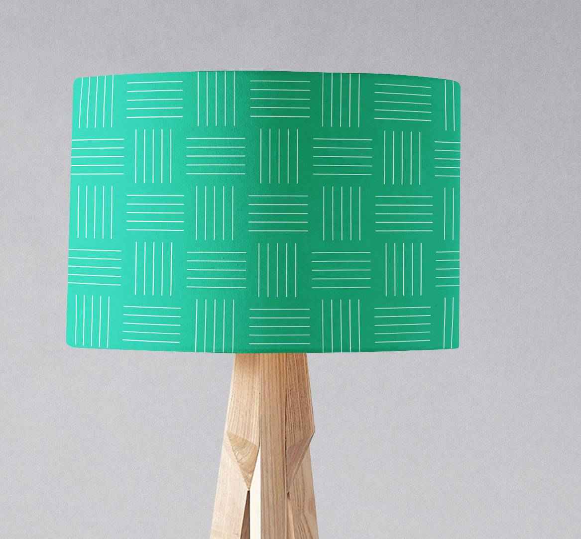 Green Drum Lampshade, Geometric Line Design Shade for Table, Floor or Ceiling Pendant Light
