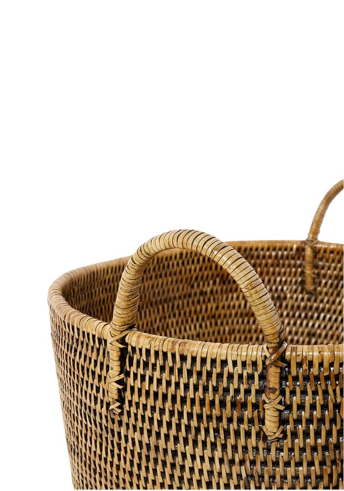 Handy Handwoven Rattan Basket - Brown
