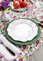 Harbour Island Round Rattan Charger Green  - Set of 4