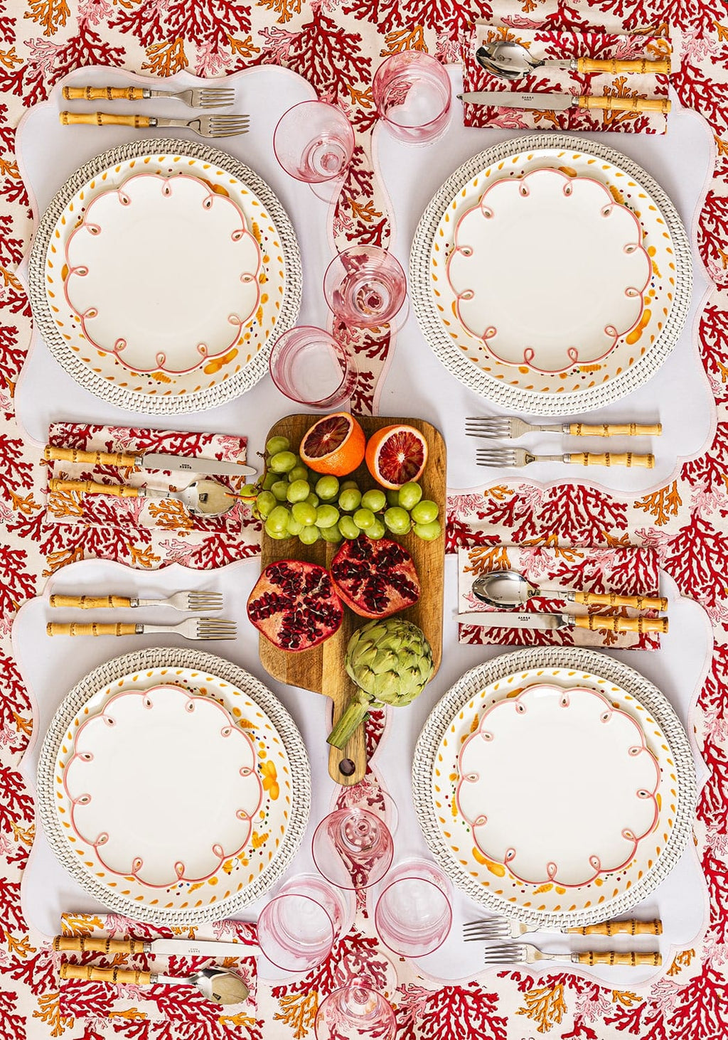 Harbour Island Round Rattan Charger Placemat White - Set of 4