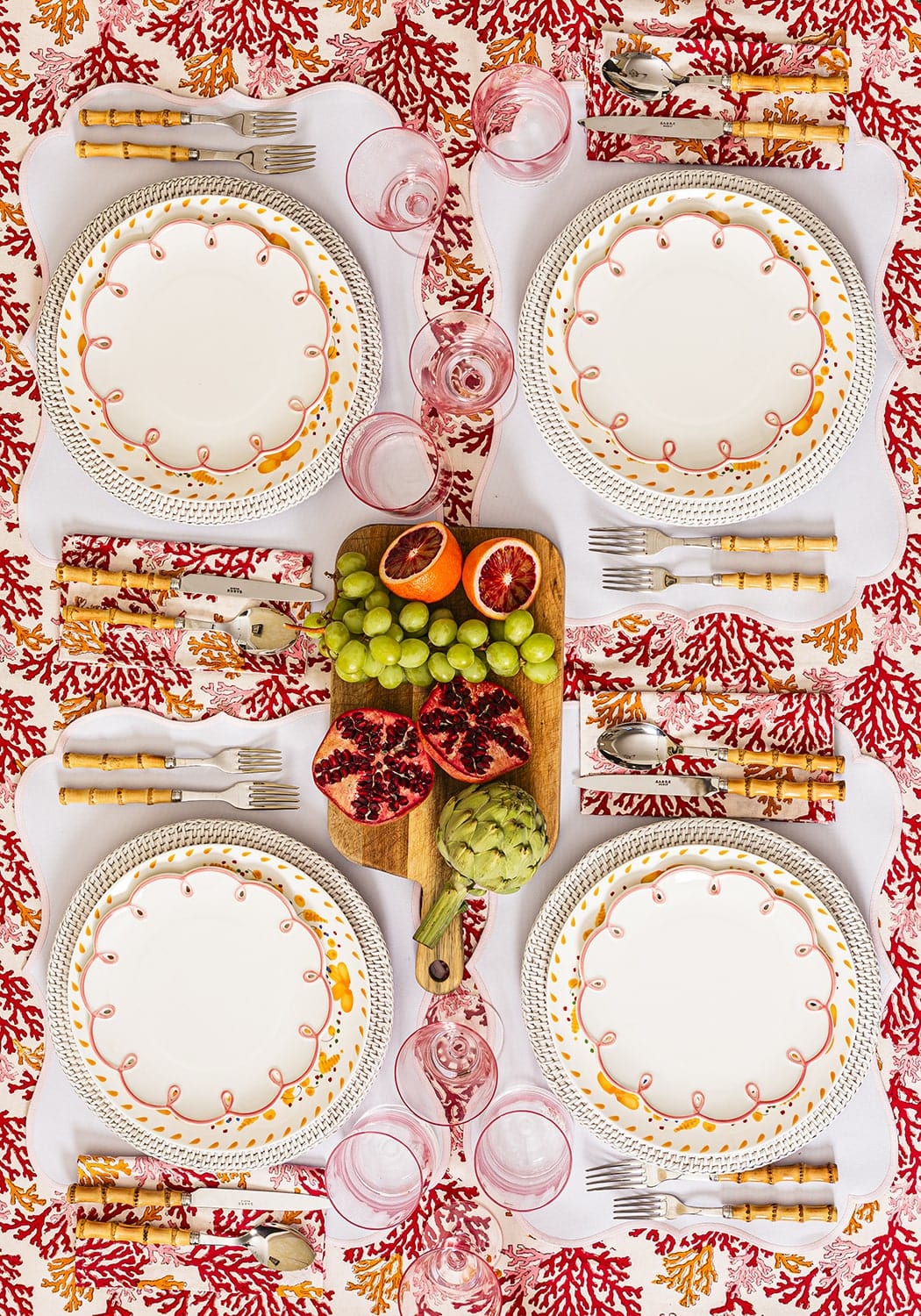 Harbour Island Round Rattan Charger Placemat White - Set of 4