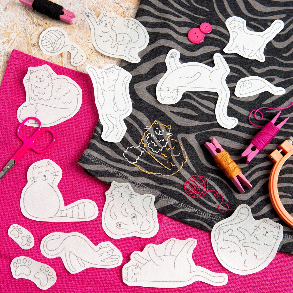 Curious Cats Stick & Stitch Embroidery Pack