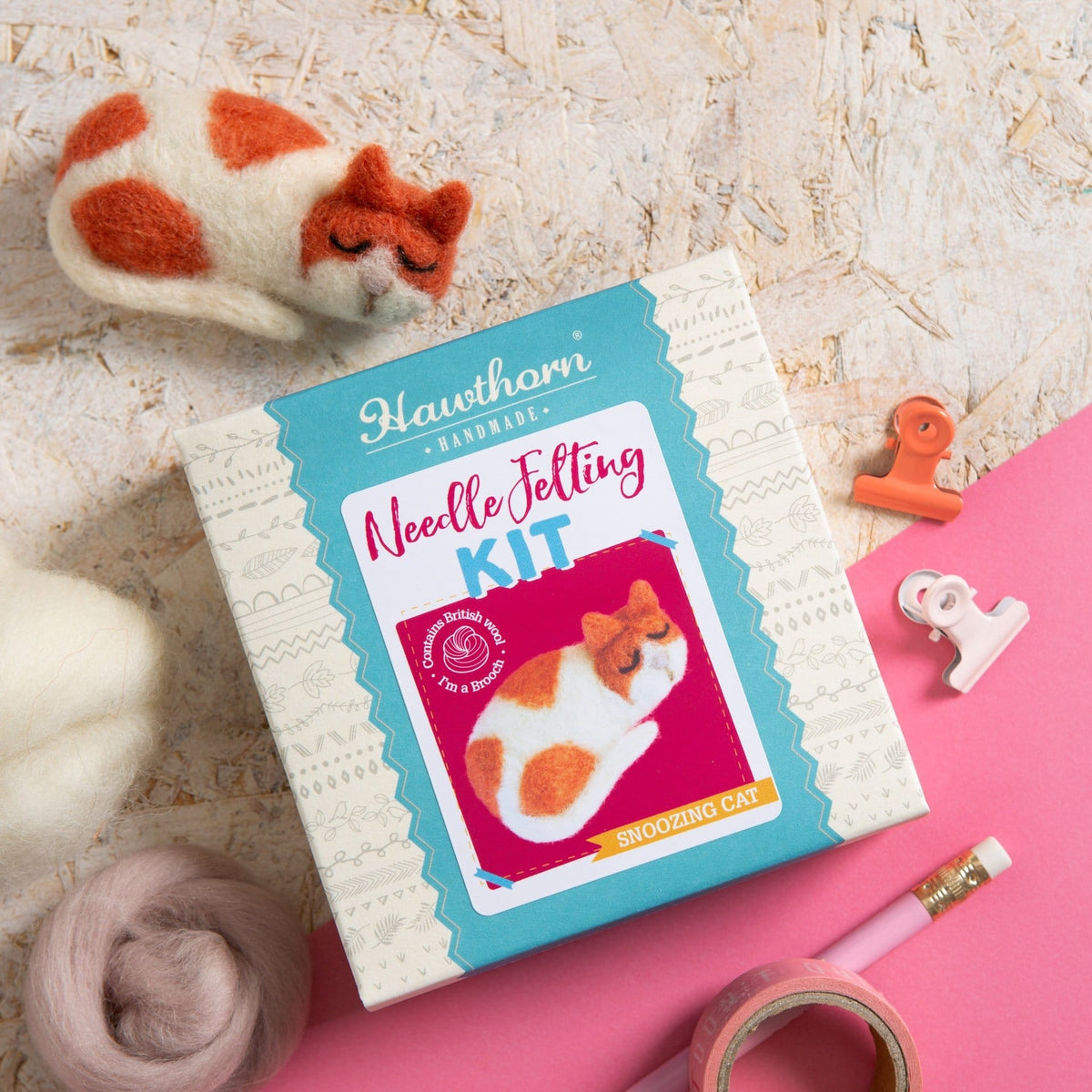 Cat Brooch Needle Felting Kit for Beginners