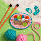Knitting Basket Felt Craft Brooch Kit for Beginners
