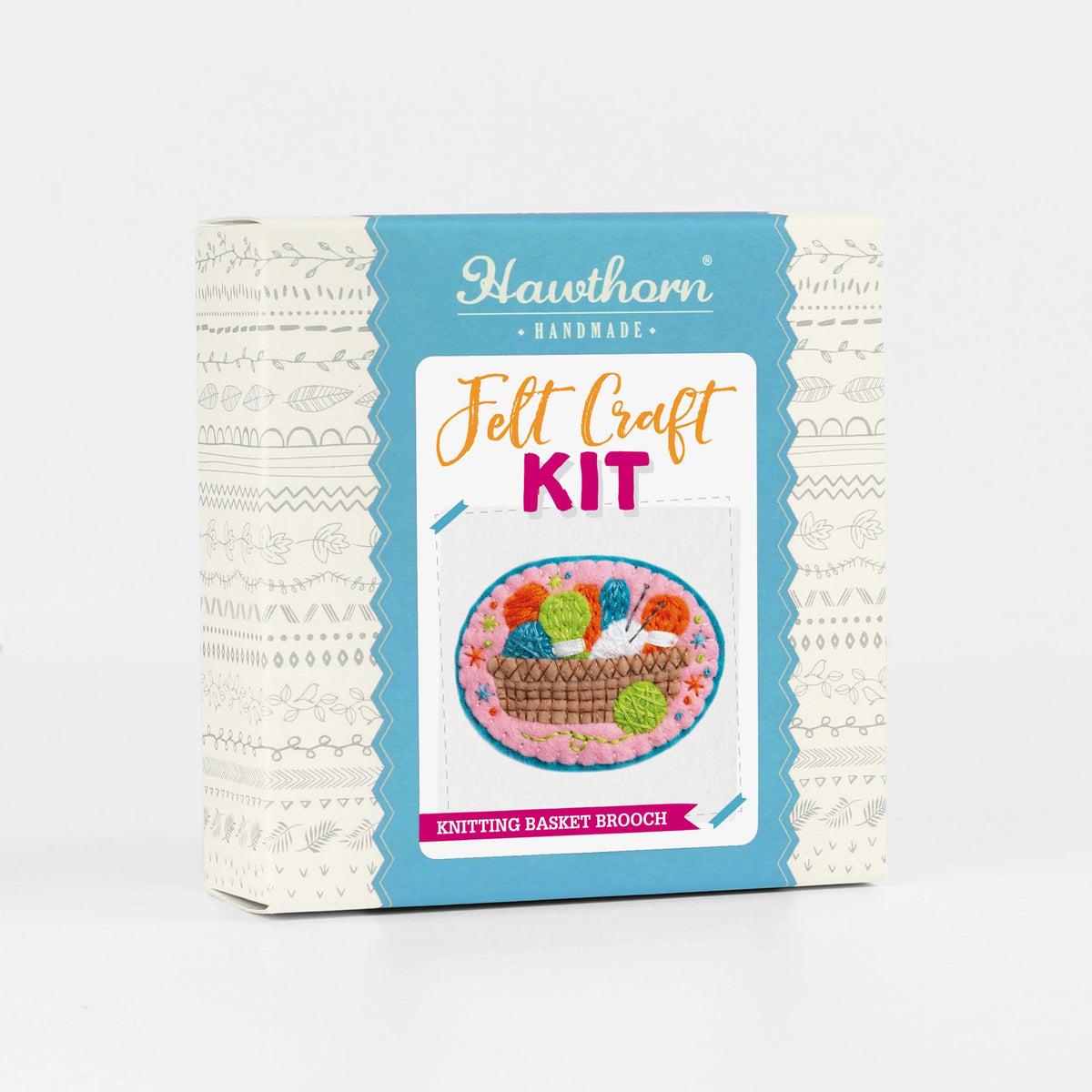 Knitting Basket Felt Craft Brooch Kit for Beginners